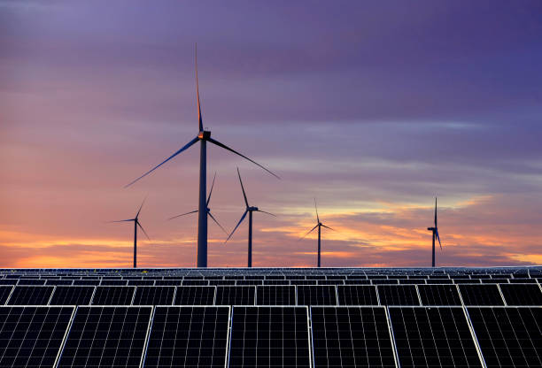 istock Solar photovoltaic panels and wind turbines 1323453019