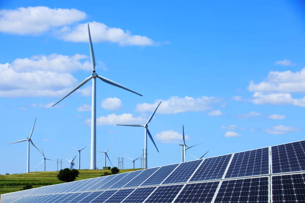 istock Solar photovoltaic panels and wind turbines 1323453029