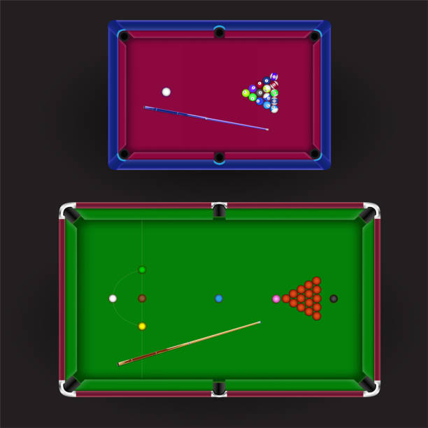 ilustrações de stock, clip art, desenhos animados e ícones de billiard tables american snooker dark background - snooker