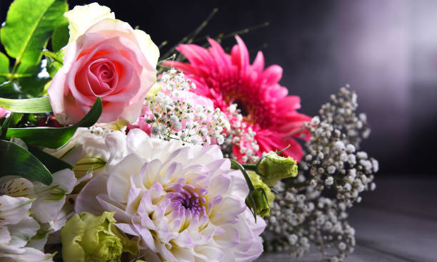istock Composition with bouquet of freshly cut flowers 1323457044