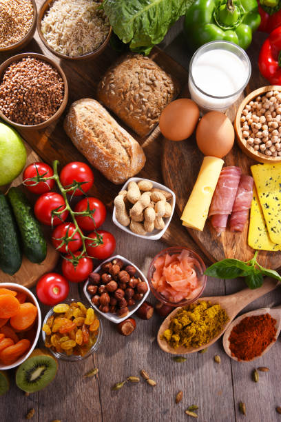 istock Assorted organic food products on the table 1323457126