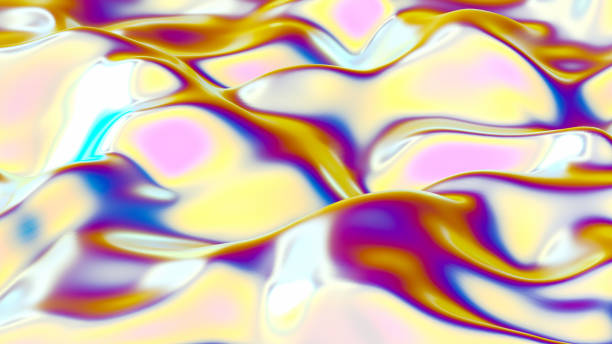 istock Shiny fabric texture iridescent holographic color background 1323457904
