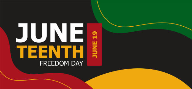 illustrazioni stock, clip art, cartoni animati e icone di tendenza di juneteenth freedom day. giornata dell'indipendenza afro-americana. banner astratto vettoriale - juneteenth