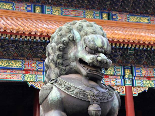 lions of china - chinese culture beijing china buddhism stock-fotos und bilder