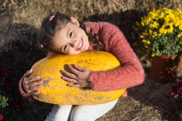 best place to rest. autumn time. cheerful kid dried flower. fall composition. what can be cooked from zucchini. autumn rich in harvest. harvest season. small girl big pumpkin. ready for halloween.