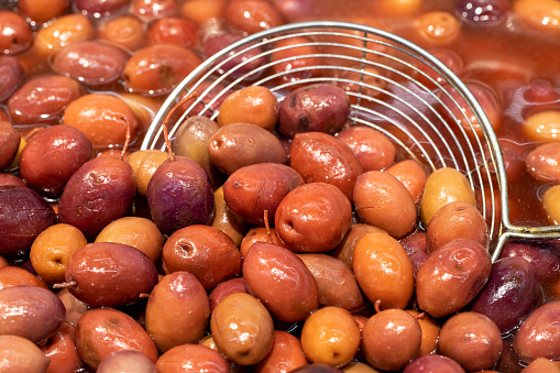 Close-up gourmet olives. Food background