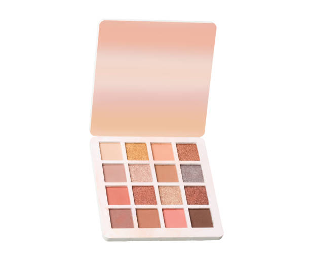 istock eyeshadow palette, lid open on white isolated background 1323465197