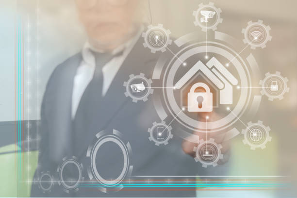 istock Smart home security system home automation Just by touching your smartphone. There is a remote control application for home appliances. 1323466652
