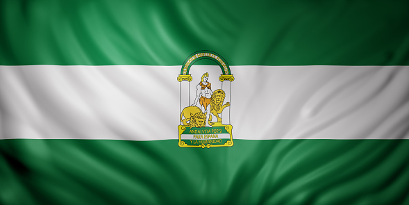 3d rendering of a Andalucia Spanish Community flag