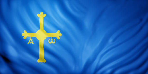 istock 3d Asturias region flag 1323468956