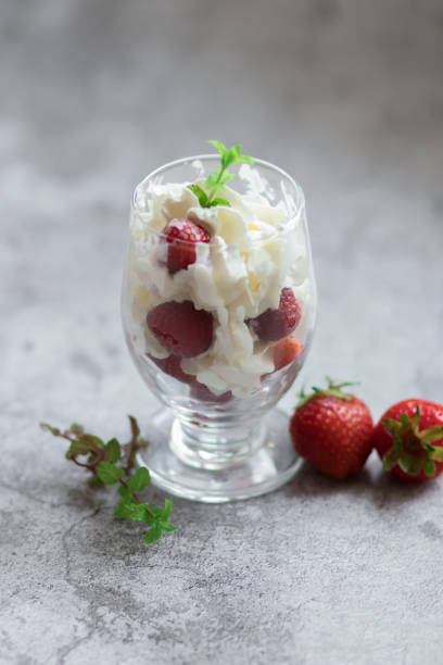 istock Strawberry dessert with whipped cream. 1323468987