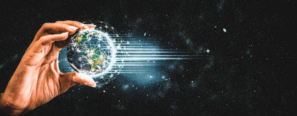 istock Global network connection covering earth with link of innovative perception 1323469071