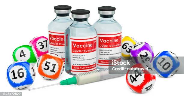 Lottery Covid19 Vaccination Concept 3d Rendering Isolated On White Background Stock Photo - Download Image Now