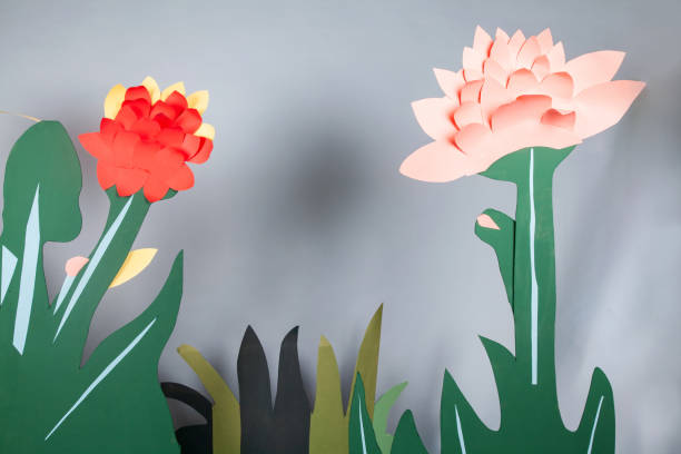 istock Floral paper craft backdrop set design jungle theme 1323473284