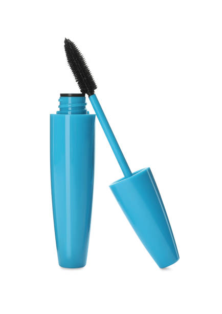Mascara for eyelashes on white background. Makeup product