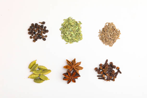 istock Indian spices and herbs on white background. 1323476445