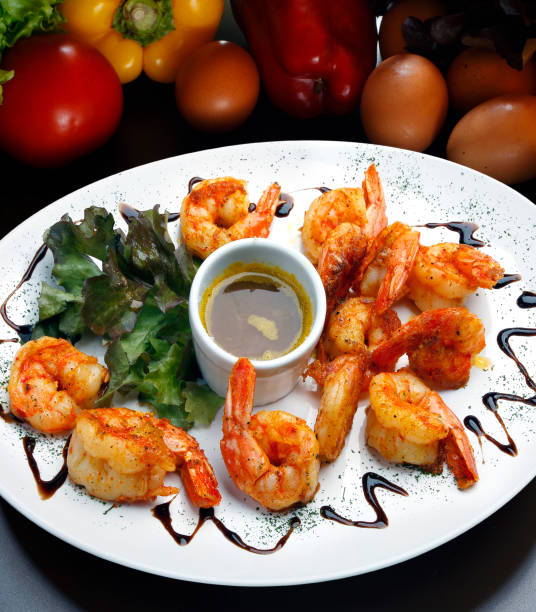istock Haute cuisine, large shrimp with sauce 1323479709