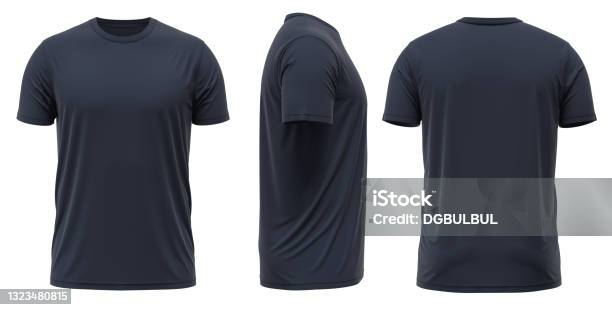 Navy Tshirt Stock Photo - Download Image Now - T-Shirt, Template, Black Color