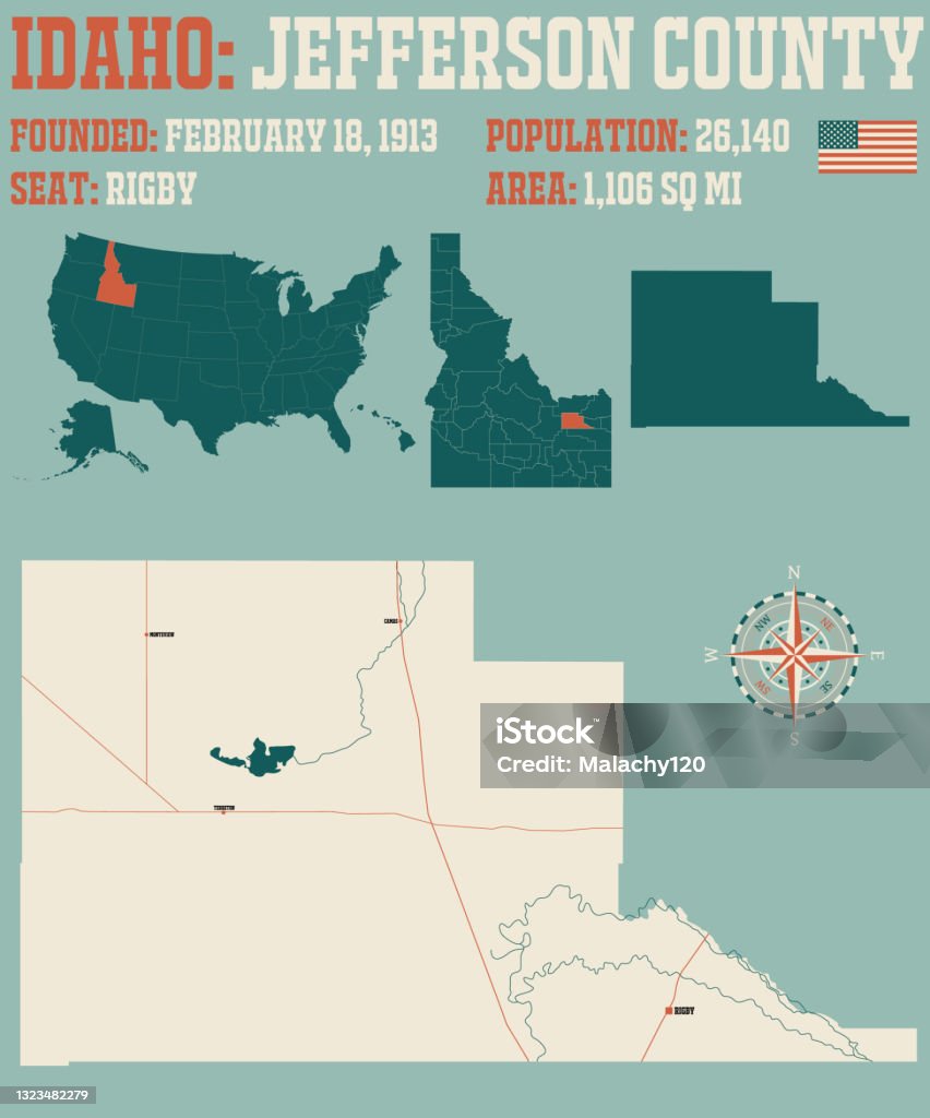 Mappa Della Contea Di Jefferson Immagini vettoriali stock e altre