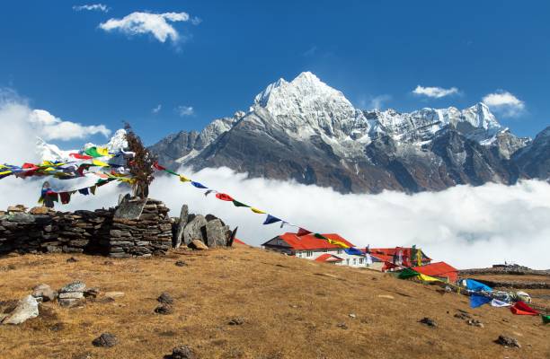 istock mount Thamserku Kongde village prayer flags himalaya 1323483852