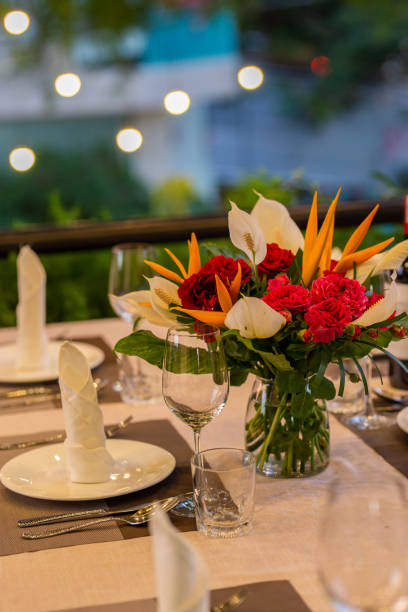 istock Dining table arrangement for banquet catering service for party 1323486816
