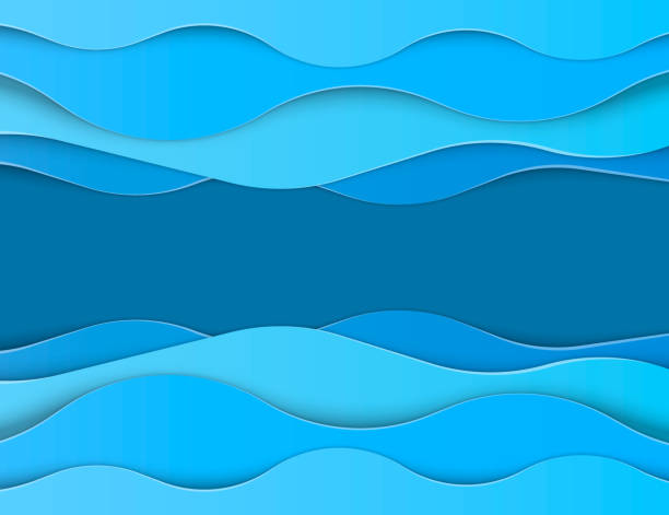 istock Paper art abstract blue water waves. Origami design template. Vector illustration. 1323493695