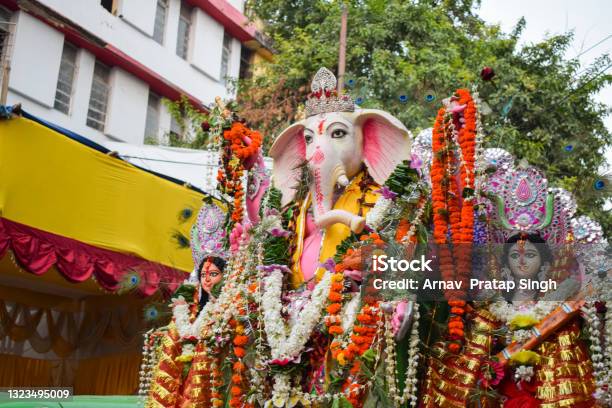 Ganesh Visarjan Is The End Of The Tendaylong Ganesh Chaturthi Festival Stock Photo - Download Image Now
