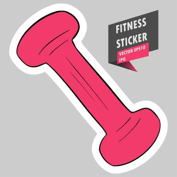 Vector illustration of Dumbbell. Gym. Equipment. Fitness routine. Active lifestyle. Hand drawn colorful illustration. Sticker for printing. High resolution. Vector EPS10 and IPG