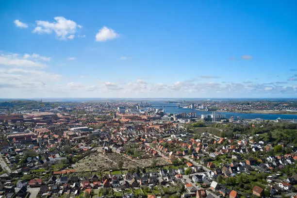 Photo of overview of a small city in denmark