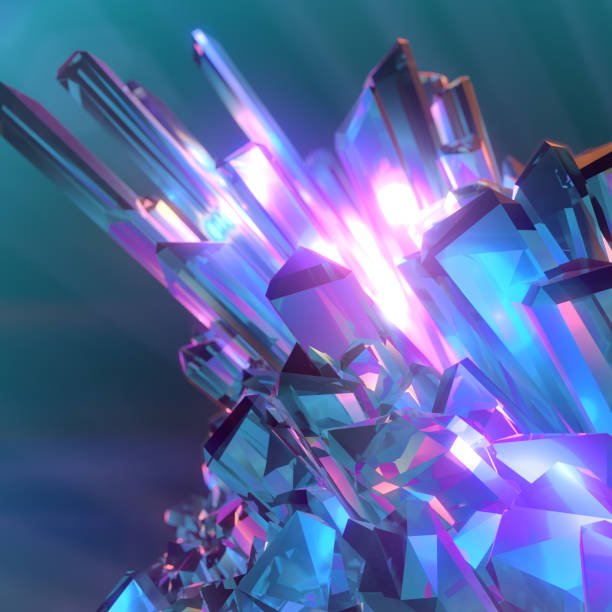 istock 3d rendering digital illustration with shiny crystals. Light energy is reflected in gem. Luxury abstract background 1323499860