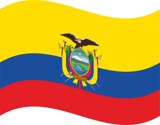 Vector illustration of Ecuador waving flag