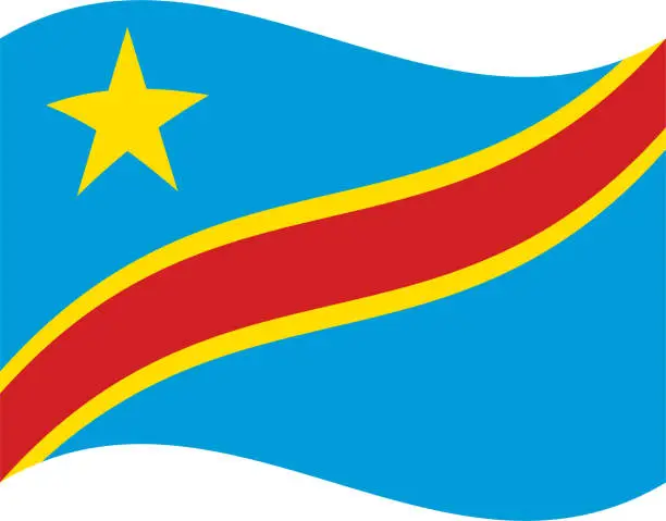 Vector illustration of Democratic Republic of the Congo waving flag