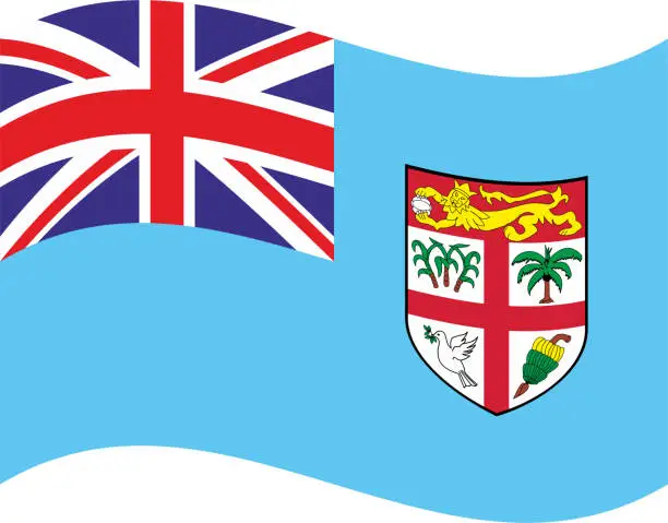 Vector illustration of Fiji waving flag