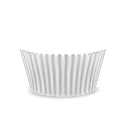 White cupcake paper cup, blank template for design.