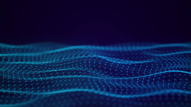 istock Digital blue wave background of particles. Abstract futuristic dynamic background. Big data visualization. 3D rendering. 1323511410