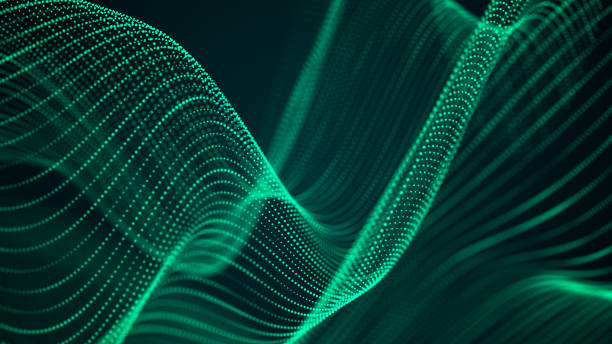 istock Digital green wave background of particles. Abstract futuristic dynamic background. Big data visualization. 3D rendering 1323511428