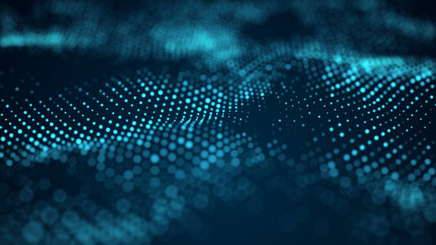 istock Digital blue wave background of particles. Abstract futuristic dynamic background. Big data visualization. 3D rendering. 1323511429