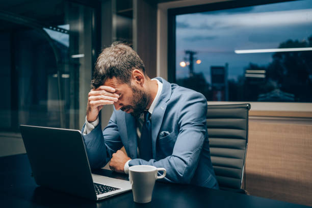 Businessman working late in the office.