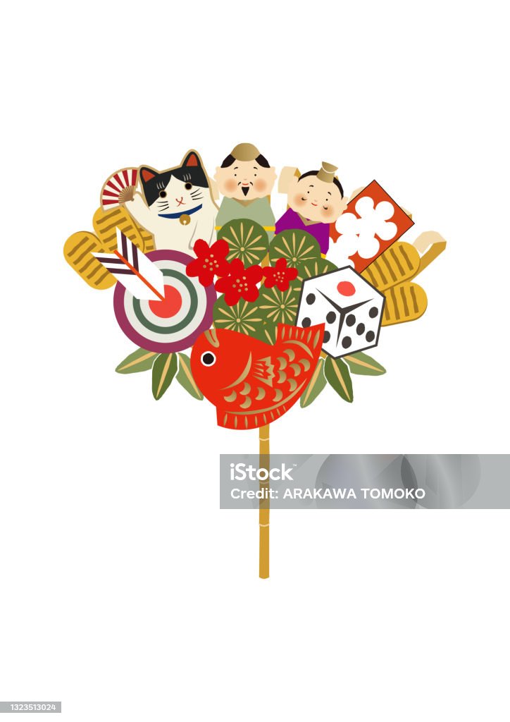 Kumade Meaning A Bamboo Rake Japanese Good Luck Charm Stock Illustration -  Download Image Now - iStock