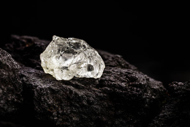 diamond mine with rough stones on kimberlite ore, diamond mining concept