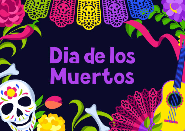 죽은 인사말 카드의 날. 디아 드 로스 무에르토스. 멕시코 축하. - mexico mexican culture carnival paper stock illustrations