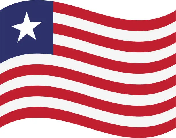Vector illustration of Liberia waving flag