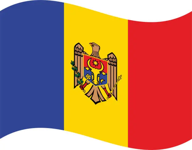 Vector illustration of Moldova waving flag