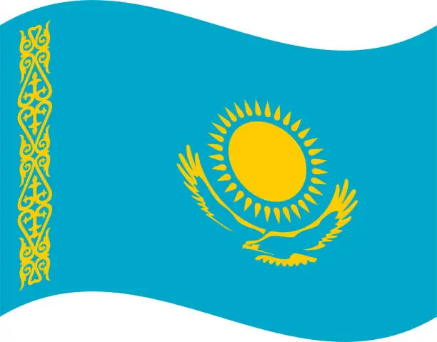 Vector illustration of Kazakhstan waving flag