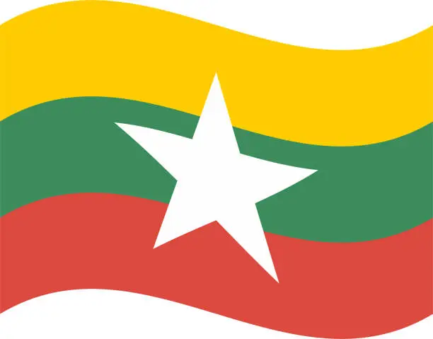 Vector illustration of Myanmar waving flag