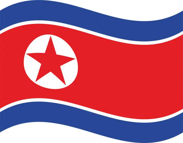 Vector illustration of North Korea waving flag