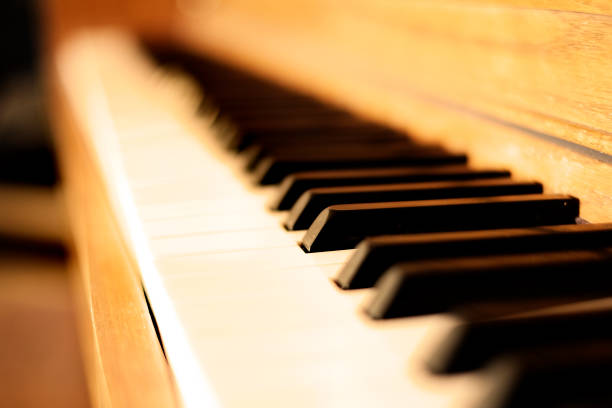 istock Old worn piano keys for playing music musician 1323522168