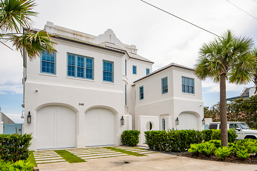 Seaside, FL, USA - June 12, 2021: Seaside Florida real estate used for vacation rentals airbnb vrbo