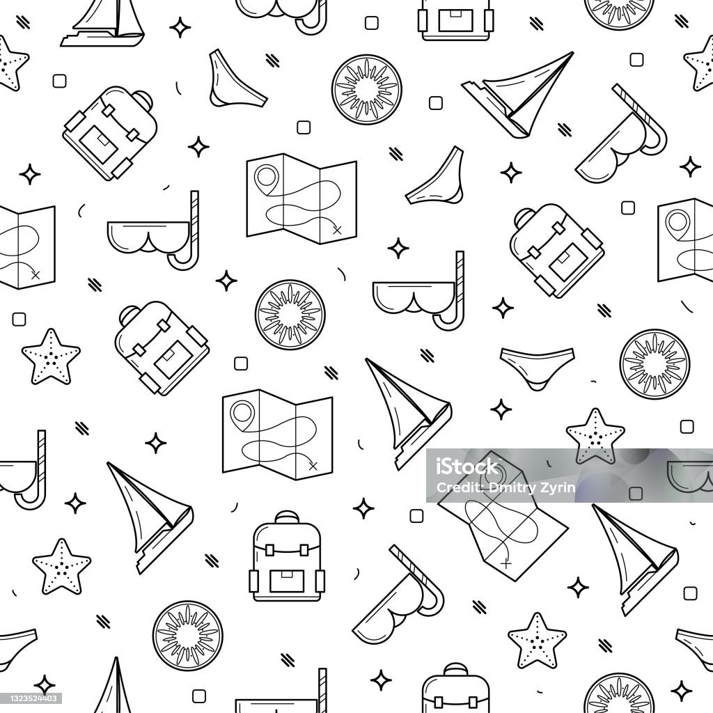 Abstract Pattern Travel Seamless Pattern Abstract Doodle Elements Hand Drawn Collection Travel ...