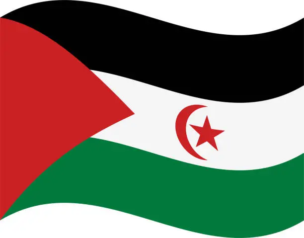 Vector illustration of Sahrawi Arab Democratic Republic waving flag